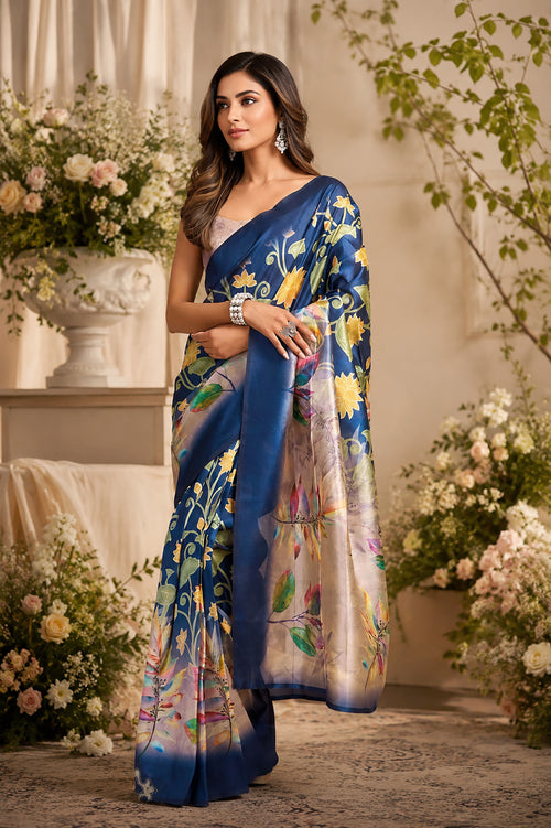 Dista Elora Multicolor Chanderi Cotton Checked Printed Ready To Wear Saree