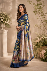 Dista Elora Multicolor Chanderi Cotton Checked Printed Ready To Wear Saree, view 2