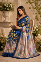 Dista Elora Multicolor Chanderi Cotton Checked Printed Ready To Wear Saree, view 3