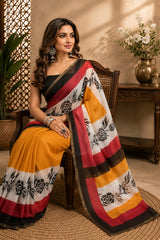 Dista Elora Multicolor Chanderi Cotton Floral Roses Printed Ready To Wear Saree, view 2