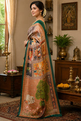Dista Elora Multicolor Chanderi Cotton Kamdhenu Grid Printed Ready To Wear Saree, view 2