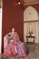 Dista Elora Multicolor Linen Embroidered Designer Saree for Women, view 3