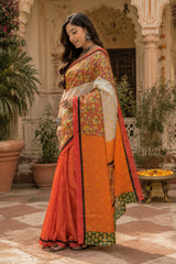 Dista Elora Multicolor Linen Floral Digital Print Bollywood Saree, view 2