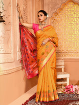 Dista Elora Mustard Pure Banarasi Weaving Silk Saree, view 2