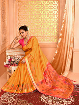 Dista Elora Mustard Pure Banarasi Weaving Silk Saree, view 5