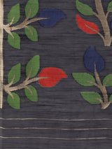 Dista Elora Navy Blue Soft Cotton Floral Printed Bhagalpuri Designer Saree, view 4