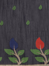 Dista Elora Navy Blue Soft Cotton Floral Printed Bhagalpuri Designer Saree, view 5
