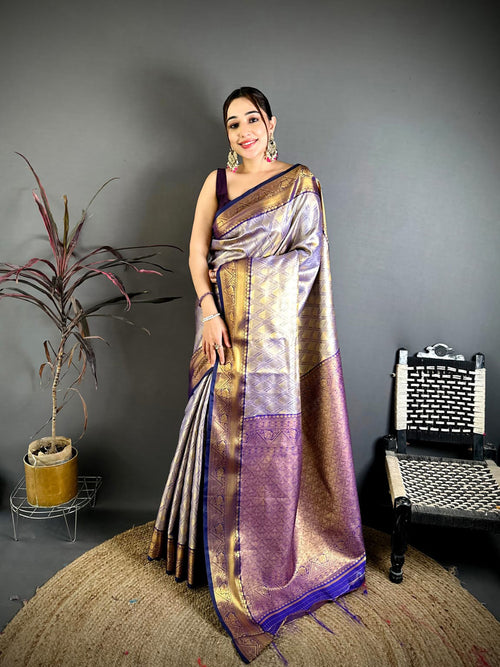 Dista Elora Navy Blue Soft Silk Ikkat Leheriya Weaving Saree