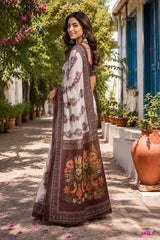 Dista Elora Off White Chanderi Cotton Floral Jaal Printed Ready To Wear Saree, view 4