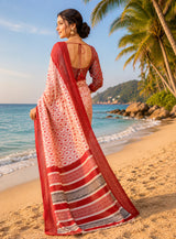 Dista Elora Off White Chanderi Cotton Ikat Printed Ready To Wear Saree, view 3