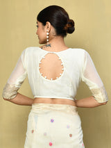 Dista Elora Off White Cotton Floral Embroidered Festive wear Saree, view 5