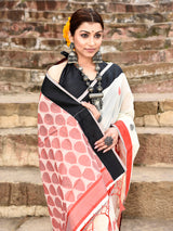 Dista Elora Off White Soft Cotton Butti Weaving Handloom Casual Saree, view 2