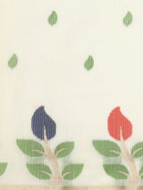 Dista Elora Off White Soft Cotton Floral Printed Bhagalpuri Designer Saree, view 6