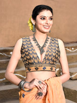Dista Elora Orange Cotton Butti Weave Handloom Wedding Wear Saree, view 4