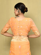 Dista Elora Orange Cotton Floral Embroidered Designer Casual Saree, view 4