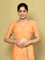 Dista Elora Orange Cotton Floral Embroidered Festive wear Saree, view 4