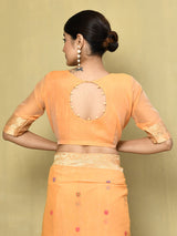 Dista Elora Orange Cotton Floral Embroidered Festive wear Saree, view 5