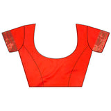 Dista Elora Orange Soft Lichi Silk Jacquard Butti Zari Weaving Paithani Saree, view 4