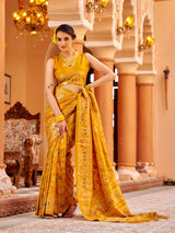 Dista Elora Orange Soft Silk Patola Zari Jacquard Work Designer Saree, view 2