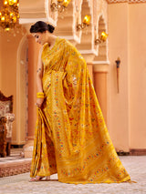 Dista Elora Orange Soft Silk Patola Zari Jacquard Work Designer Saree, view 4