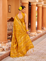 Dista Elora Orange Soft Silk Patola Zari Jacquard Work Designer Saree, view 5