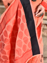 Dista Elora Peach Soft Cotton Butti Weaving Handloom Casual Saree, view 5