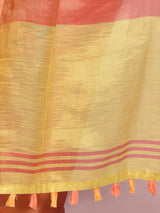 Dista Elora Peach Tissue Linen Plain Chanderi Festive and Formal Saree, view 5