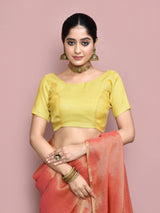 Dista Elora Peach Tissue Linen Plain Chanderi Festive and Formal Saree, view 6