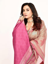 Dista Elora Pink Plain Banarasi Tissue Silk Weaving Saree, view 2