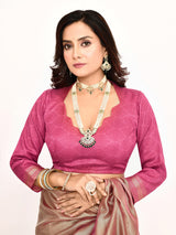 Dista Elora Pink Plain Banarasi Tissue Silk Weaving Saree, view 5