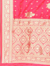 Dista Elora Pink Pure Silk Banarasi Woven Designer Saree For Women, view 3