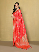 Dista Elora Pink Silk Blend Banarasi Woven Designer Saree For Women With unstitched blouse, view 2