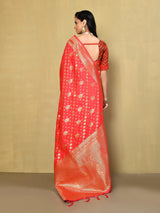 Dista Elora Pink Silk Blend Banarasi Woven Designer Saree For Women With unstitched blouse, view 3