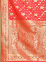 Dista Elora Pink Silk Blend Banarasi Woven Designer Saree For Women With unstitched blouse, view 6
