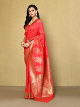 Dista Elora Pink Silk Blend Banarasi Woven Designer Saree, view 2