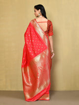 Dista Elora Pink Silk Blend Banarasi Woven Designer Saree, view 4