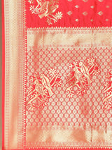 Dista Elora Pink Silk Blend Banarasi Woven Designer Saree, view 6