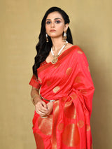 Dista Elora Pink Silk Blend Banarasi Woven Saree For Women, view 3