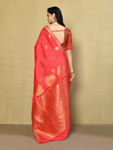 Dista Elora Pink Silk Blend Banarasi Woven Saree For Women, view 5