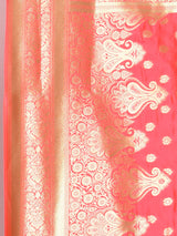 Dista Elora Pink Silk Blend Woven Designer Banarasi Saree For Women, view 5