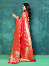 Dista Elora Pink Silk Pure Banarasi Woven Designer Saree For Women, view 2
