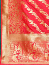 Dista Elora Pink Silk Pure Banarasi Woven Designer Saree For Women, view 4