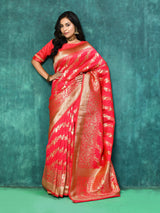 Dista Elora Pink Silk Pure Banarasi Woven Designer Saree For Women, view 6