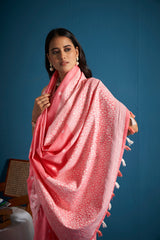 Dista Elora Pink Soft Linen Silk Chikankari Casual Designer Wear Saree, view 2