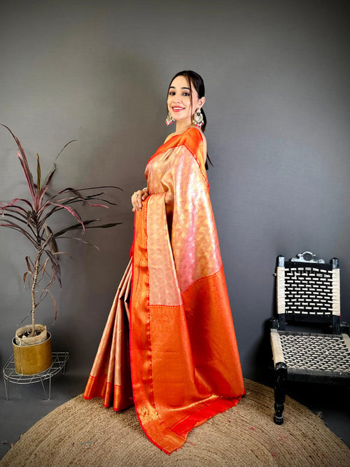 Dista Elora Pink Soft Silk Ikkat Leheriya Weaving Saree