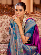 Dista Elora Pink Soft Silk Solid Banarasi Silk Zari Jacquard Work Designer Saree, view 6