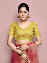 Dista Elora Pink Tissue Linen Plain Chanderi Festive and Formal Saree, view 5