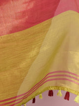 Dista Elora Pink Tissue Linen Plain Chanderi Festive and Formal Saree, view 6