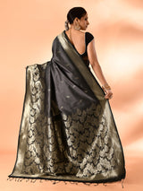 Dista Elora Pure Banarasi Weaving Silk Saree- Grey, view 3