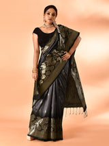 Dista Elora Pure Banarasi Weaving Silk Saree- Grey, view 5